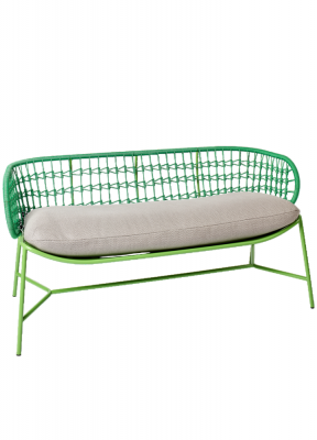 Banquette Emilie et son coussin d\'assise - Structure acqua Corde verde coussin 5077 - Castil