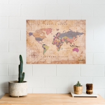 Carte du monde en liège effet old school, vintage. 