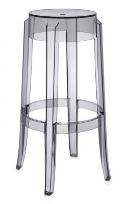 LOT DE 2 TABOURETS CHARLES GHOST h75cm - Blanc brillant