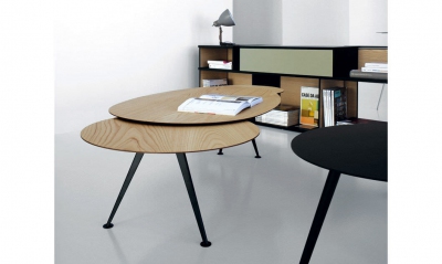 Table basse Mr HYDE 2-  l66 x L109 x ht 40.5 - Plateau Fenix gris L08 - Pieds acier C08 noir