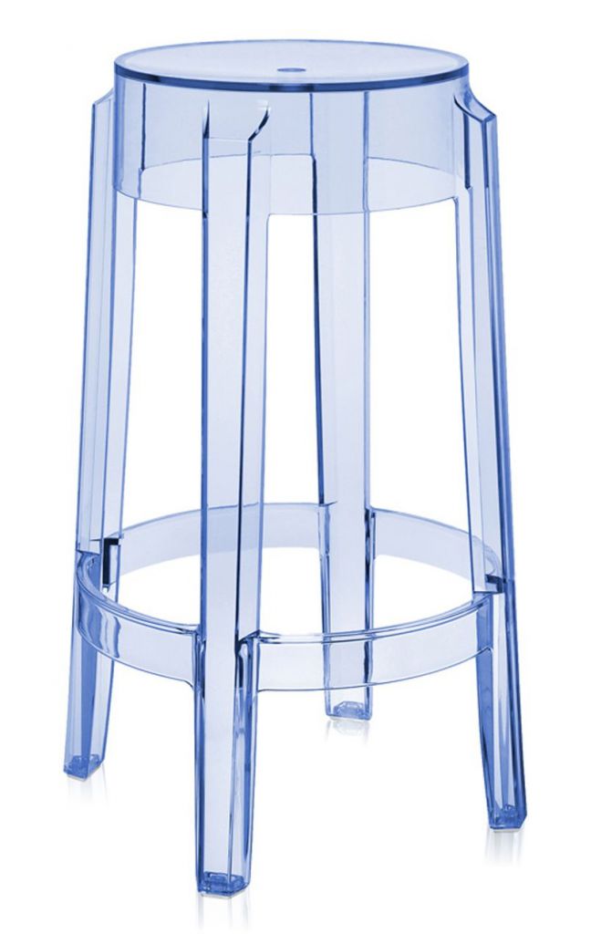 Tabouret Kartell Charles Ghost - Lot De 2 - Hauteur 65 Cm - Polycarbonate Transparent - Design Philippe Starck