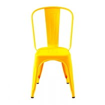 Tolix présente une chaise jaune citron, ce coloris énergique amènera de la gaieté  dans votre intérieur. La finition de cette chaise est mat.