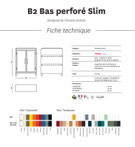 Vestiaire B2 bas Slim perforé  - Texturé - Tolix